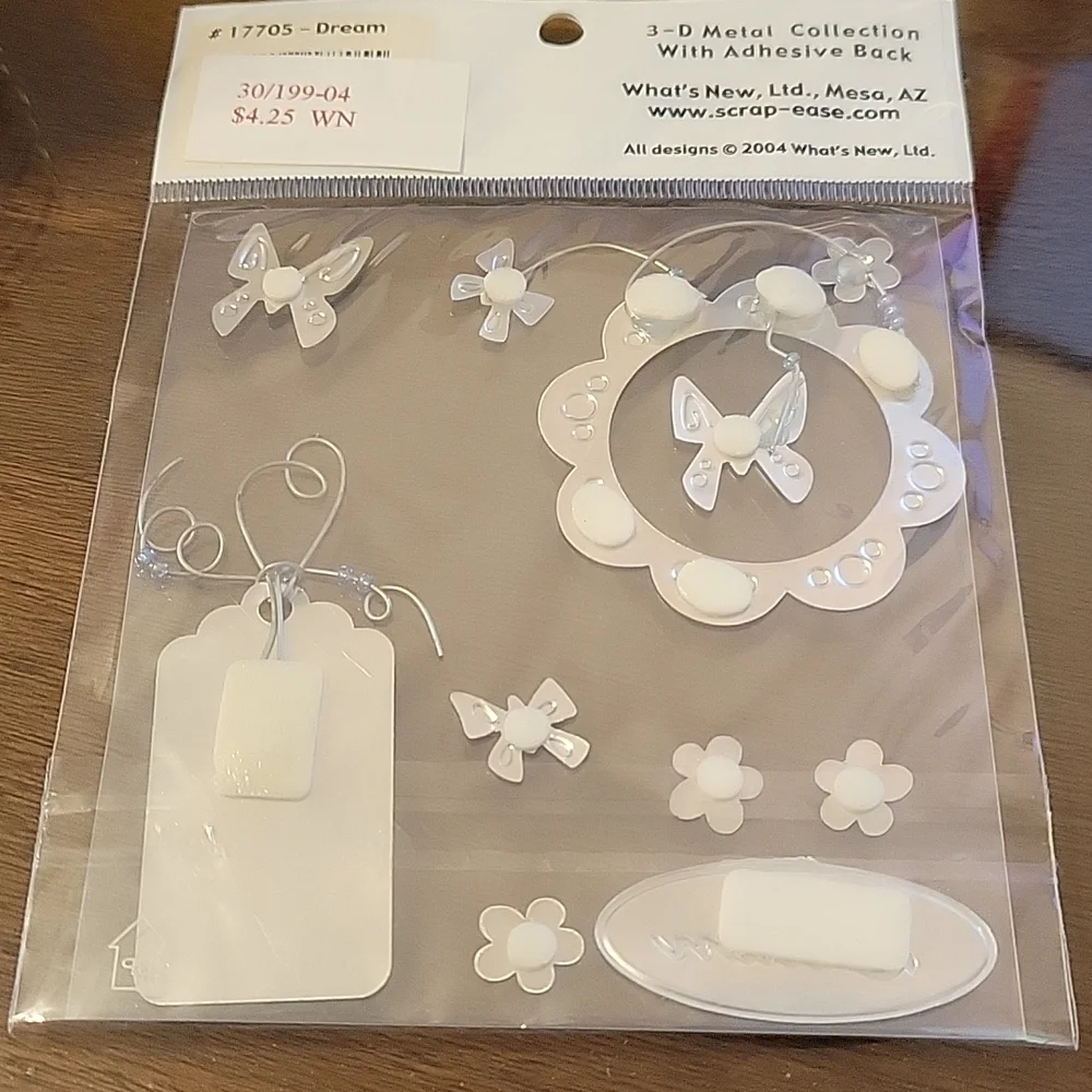 Scrapbook Sticker Lot New 4 pkgs Neutral Floral Metal